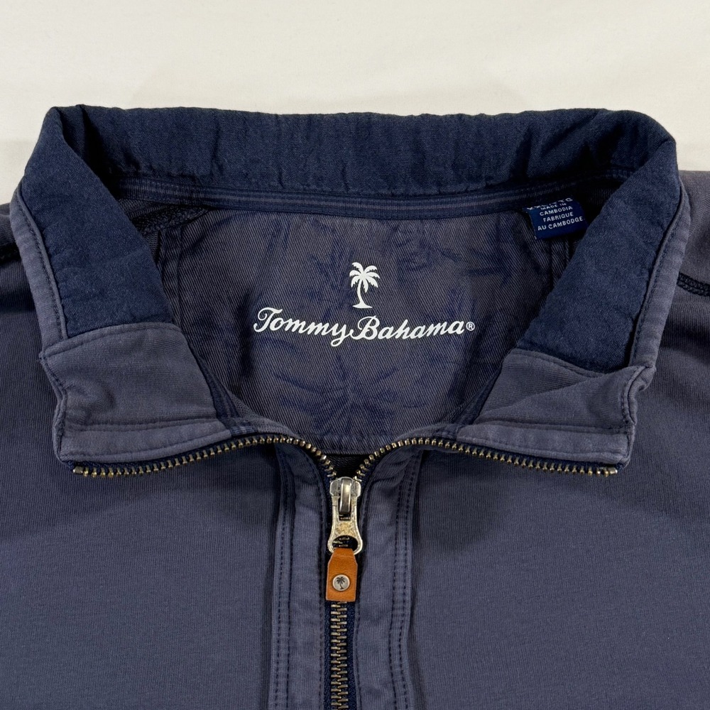 Tommy Bahama Mens Navy Blue Quarter Zip Pullover Sweater Mock Neck Large - Picture 4 of 8